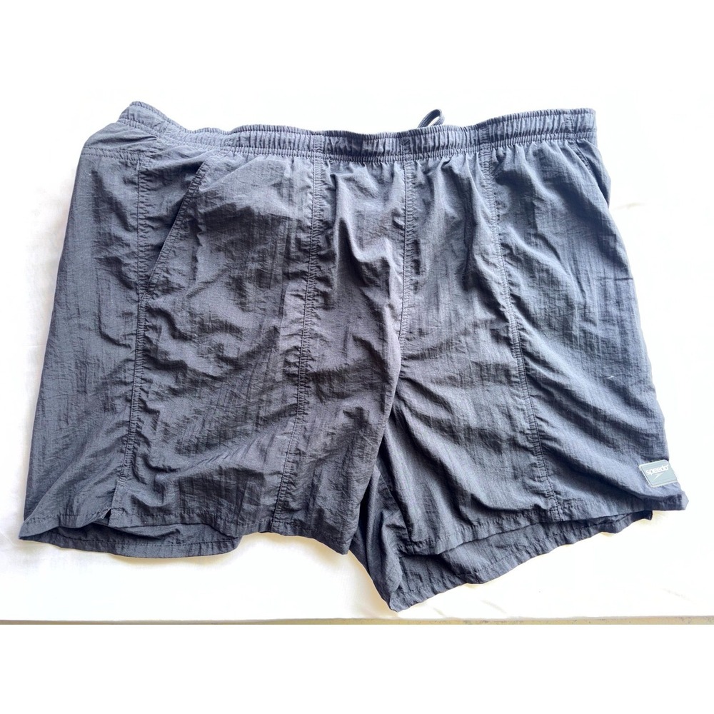 Speedo Swim Trunk Mens XL Black Nylon Logo Mesh Lined Drawstring Swim Wear Beach